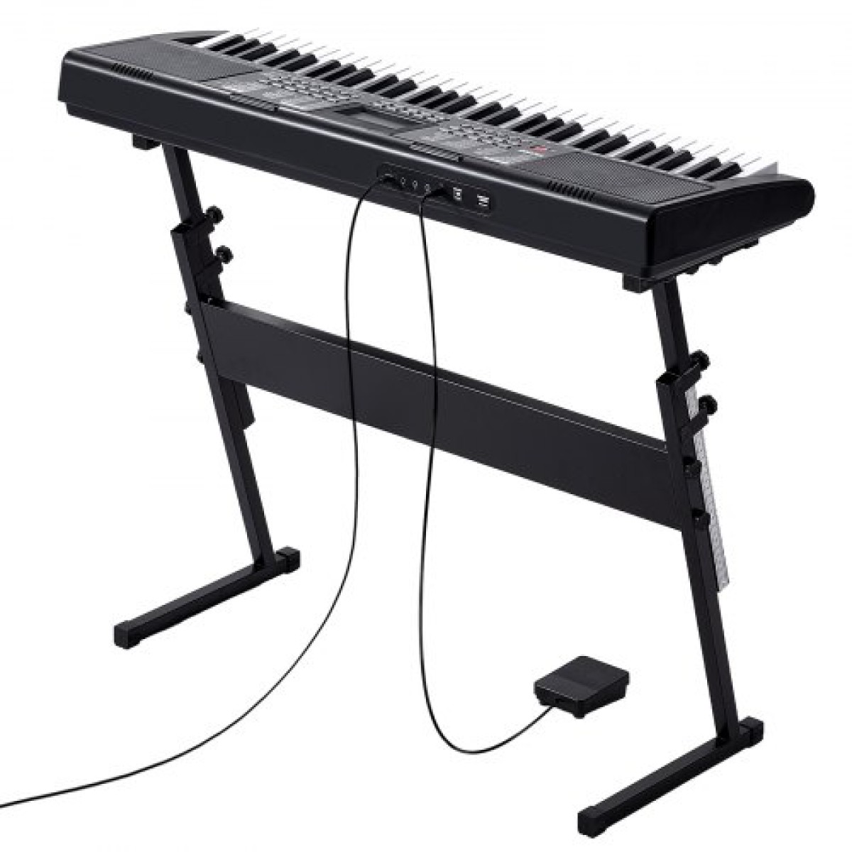 VEVOR 61 Key Digital Keyboard Piano, Φωτιζόμενα Πλήκτρα, Ηλεκτρικό Φορητό Πιάνο με Ρυθμιζόμενη Βάση 600 Tones 500 Rhythms Ενσωματωμένα ηχεία Sustain Pedal Ακουστικά, USB MIDI για αρχάριους