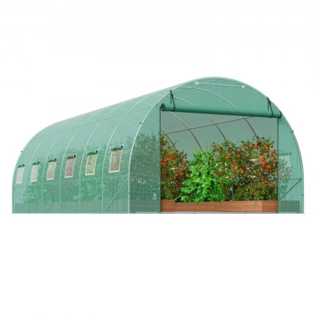 Θερμοκήπιο VEVOR Walk-in Tunnel, σήραγγα θερμοκηπίου Hoop House 19,4x9,7x6,5 ft, Hot House με σκελετό από γαλβανισμένο χάλυβα, πράσινο κάλυμμα PE, πόρτα με φερμουάρ και 12 παράθυρα για εξωτερικούς χώρους