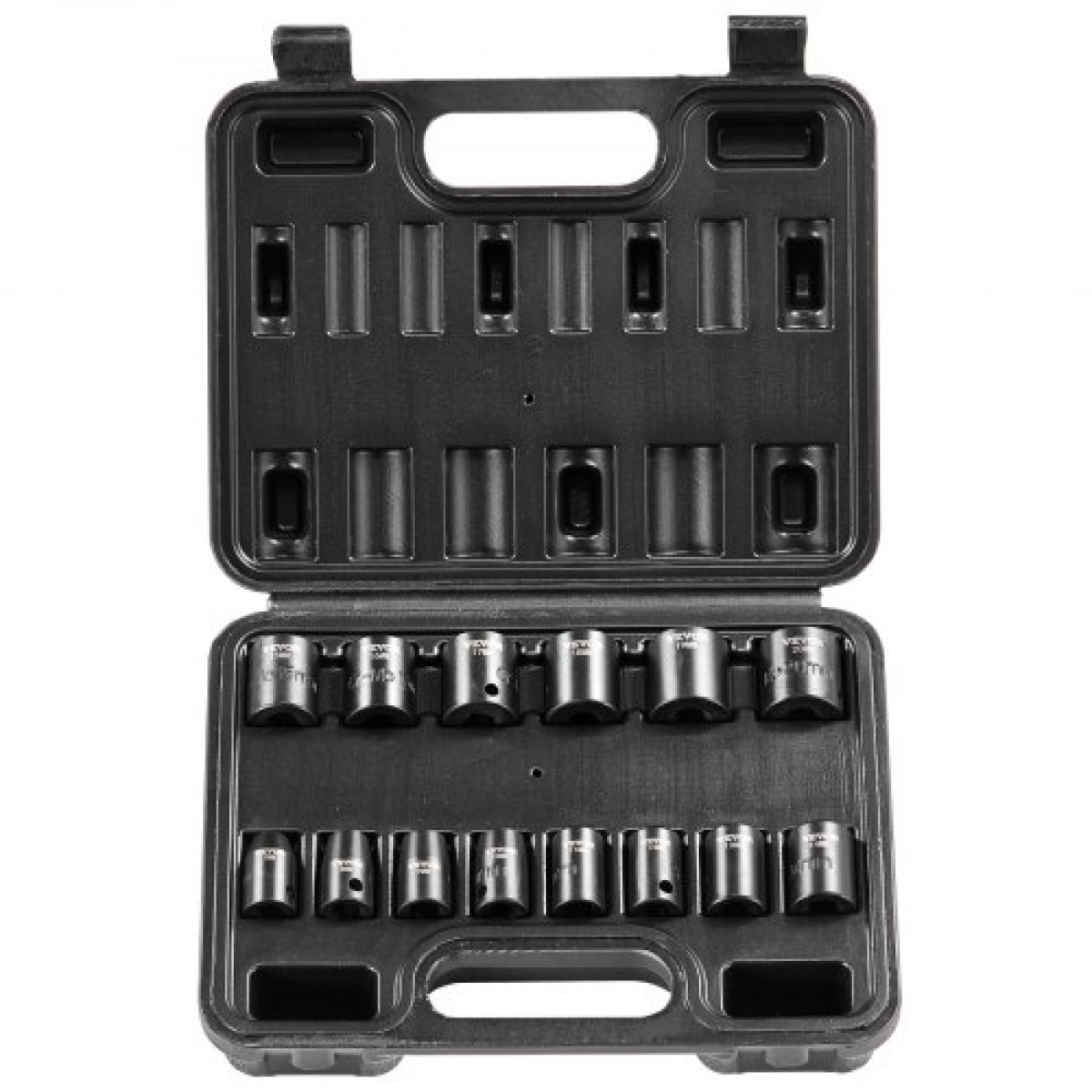 VEVOR 3/8" Drive Impact Socket Set, 14 Piece Shallow Socket Set Metric 7-20mm, 6 Point Cr-Mo Alloy Steel for Auto Repair, Ευανάγνωστα σημάδια μεγέθους, στιβαρή κατασκευή, περιλαμβάνει θήκη αποθήκευσης