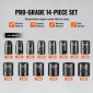 VEVOR 3/8" Drive Impact Socket Set, 14 Piece Shallow Socket Set Metric 7-20mm, 6 Point Cr-Mo Alloy Steel for Auto Repair, Ευανάγνωστα σημάδια μεγέθους, στιβαρή κατασκευή, περιλαμβάνει θήκη αποθήκευσης