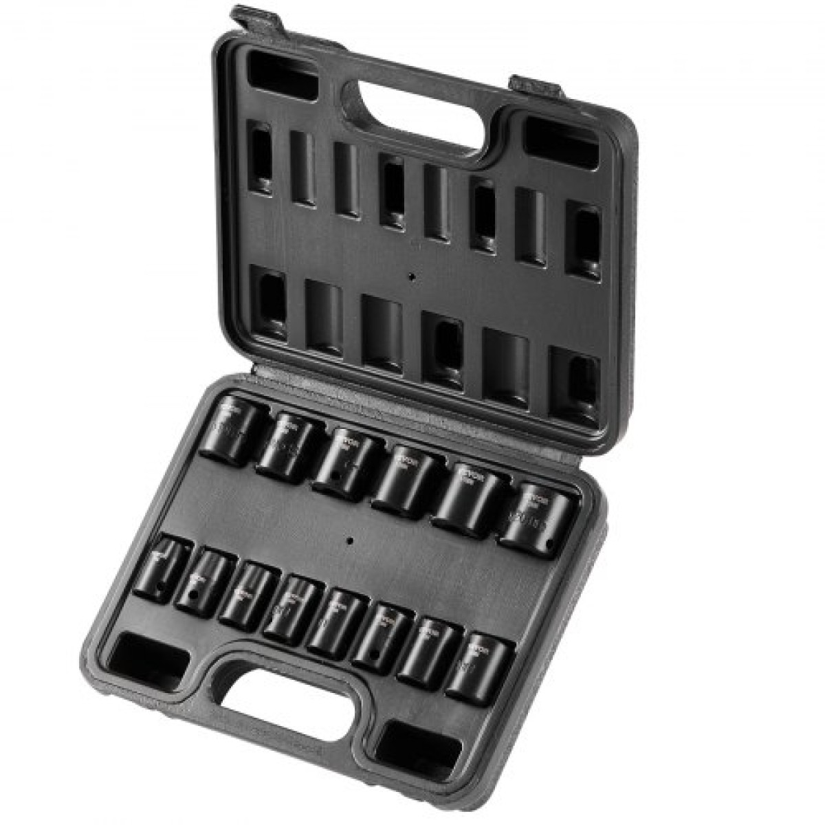 VEVOR 3/8" Drive Impact Socket Set, 14 Piece Shallow Socket Set Metric 7-20mm, 6 Point Cr-Mo Alloy Steel for Auto Repair, Ευανάγνωστα σημάδια μεγέθους, στιβαρή κατασκευή, περιλαμβάνει θήκη αποθήκευσης