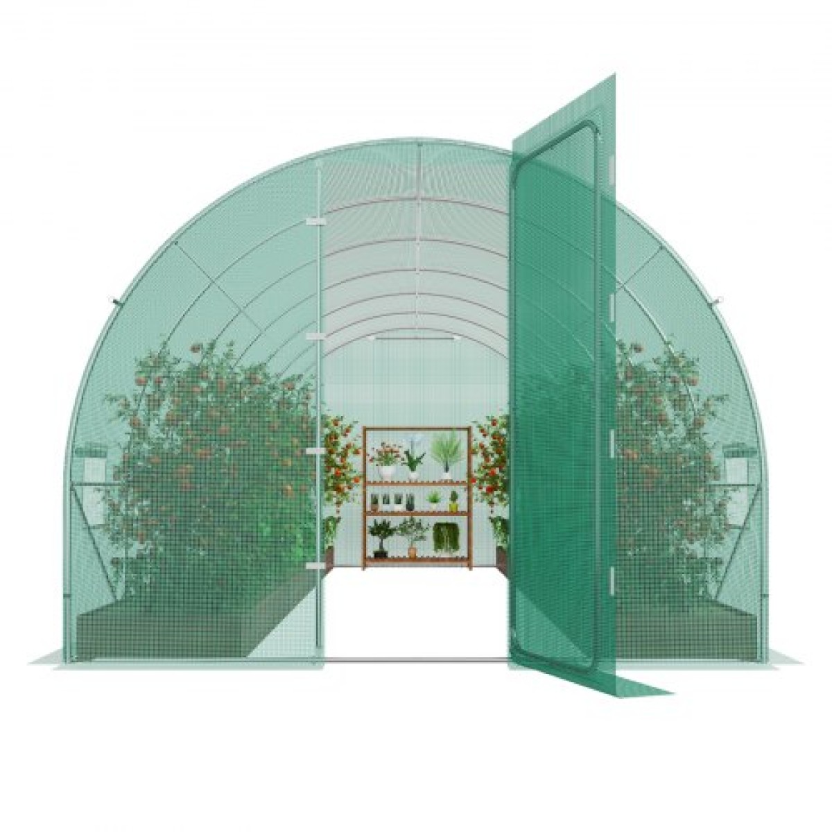 Θερμοκήπιο VEVOR Walk-in Tunnel, 19,4x9,7x7,4 ft Σήραγγα Θερμοκηπίου Hoop House, Plant Hot House με πλαίσιο από γαλβανισμένο χάλυβα, πράσινο κάλυμμα PE, αιωρούμενη πόρτα και 12 αναδιπλούμενα παράθυρα για εξωτερικούς χώρους