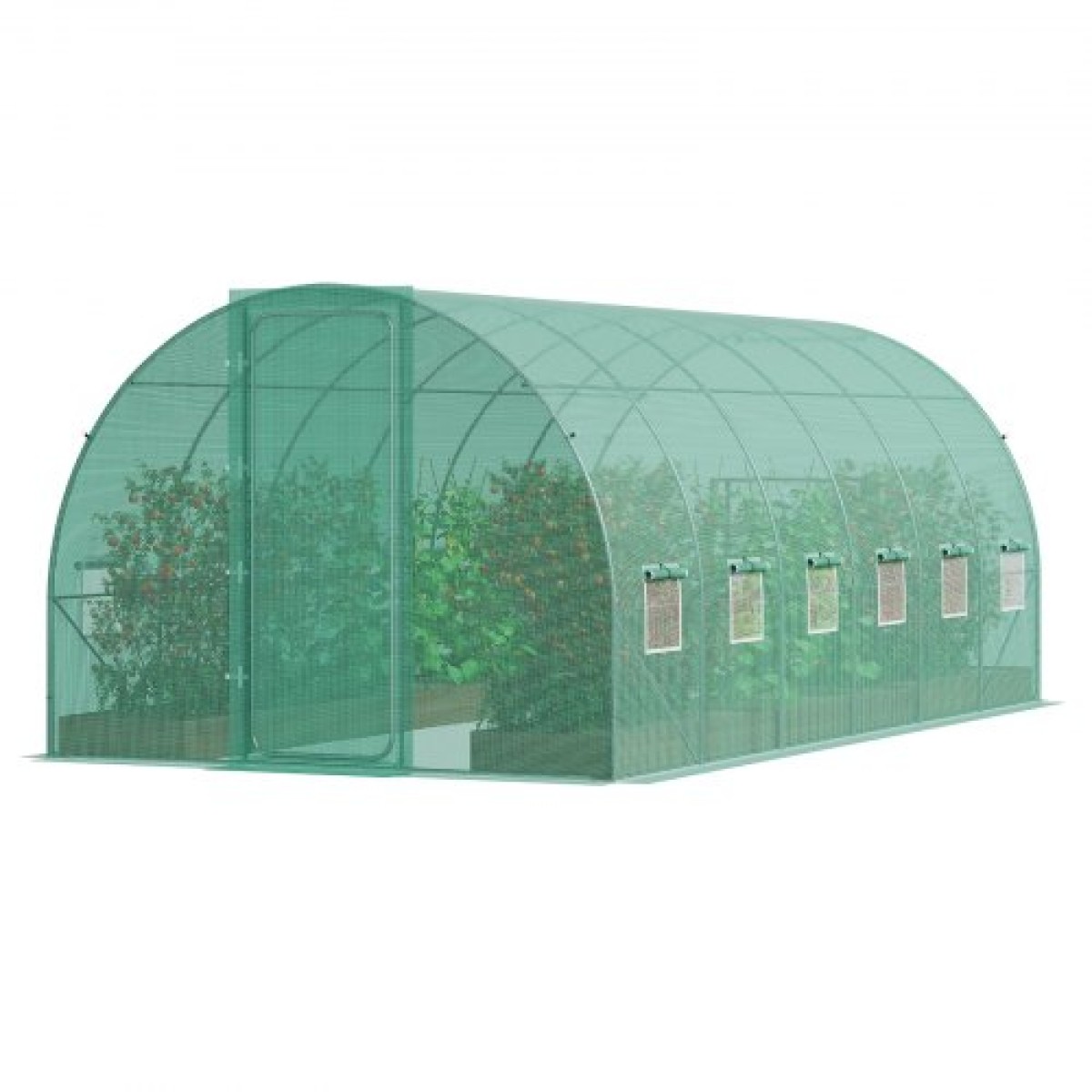 Θερμοκήπιο VEVOR Walk-in Tunnel, 19,4x9,7x7,4 ft Σήραγγα Θερμοκηπίου Hoop House, Plant Hot House με πλαίσιο από γαλβανισμένο χάλυβα, πράσινο κάλυμμα PE, αιωρούμενη πόρτα και 12 αναδιπλούμενα παράθυρα για εξωτερικούς χώρους