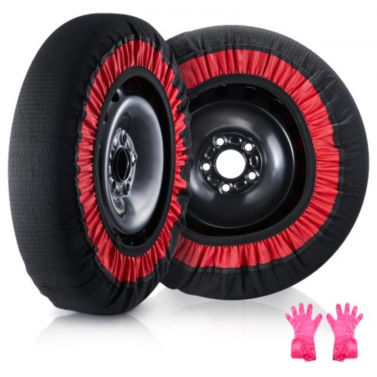VEVOR Thickened Snow Socks for Tires, Polyester Fiber Tire Socks with Elastic Straps, Snow Traction Tire Cover for Car, SUV, Pickup and Truck (Σετ 2) - Extra Large