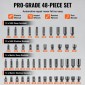 VEVOR 1/4" Drive Impact Socket Set, 48 Piece Deep & Shallow Socket Set SAE 3/16"-9/16" and Metric 4-15mm, 6 Point Cr-Mo Alloy Steel for Auto Repair, Εύκολα στην ανάγνωση ενδείξεις μεγέθους, θήκη αποθήκευσης