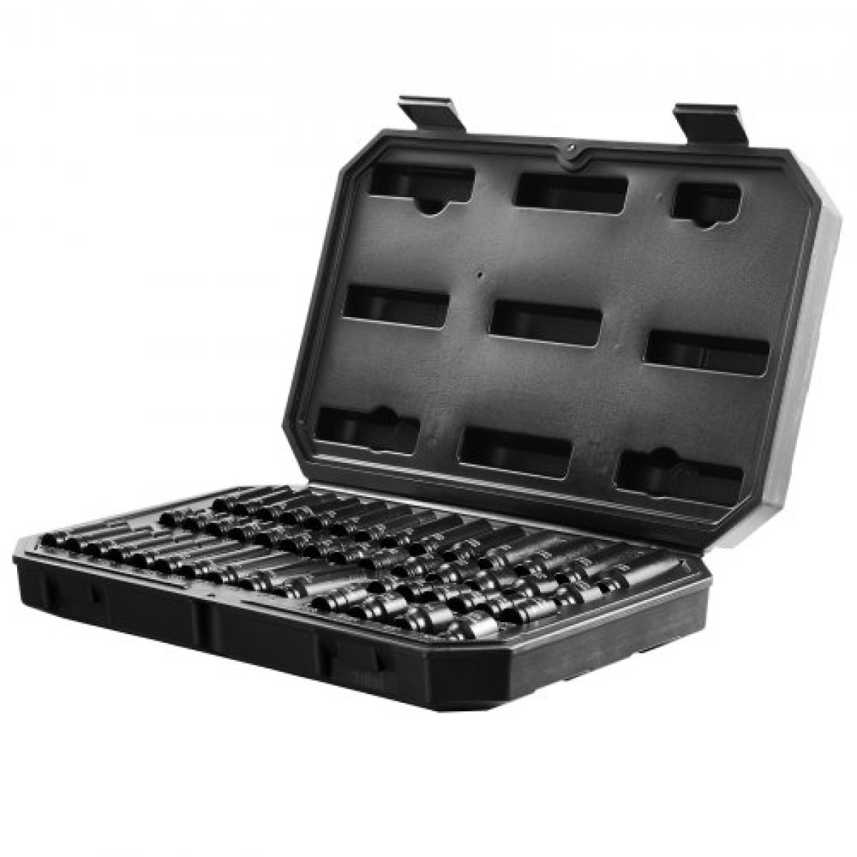 VEVOR 1/4" Drive Impact Socket Set, 48 Piece Deep & Shallow Socket Set SAE 3/16"-9/16" and Metric 4-15mm, 6 Point Cr-Mo Alloy Steel for Auto Repair, Εύκολα στην ανάγνωση ενδείξεις μεγέθους, θήκη αποθήκευσης