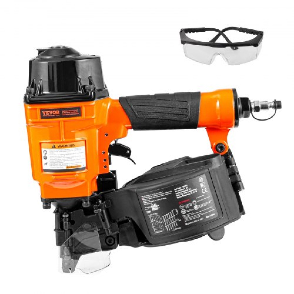 VEVOR Coil Siding Nailer MCN55, 1 ίντσας έως 2-1/4 inch 15 Degree Pneumatic Siding Nail Nailer, 70-120 PSI Air Coil Nailer για παρακαμπτήριο, επένδυση παλέτας, περίφραξη, καταστρώματα
