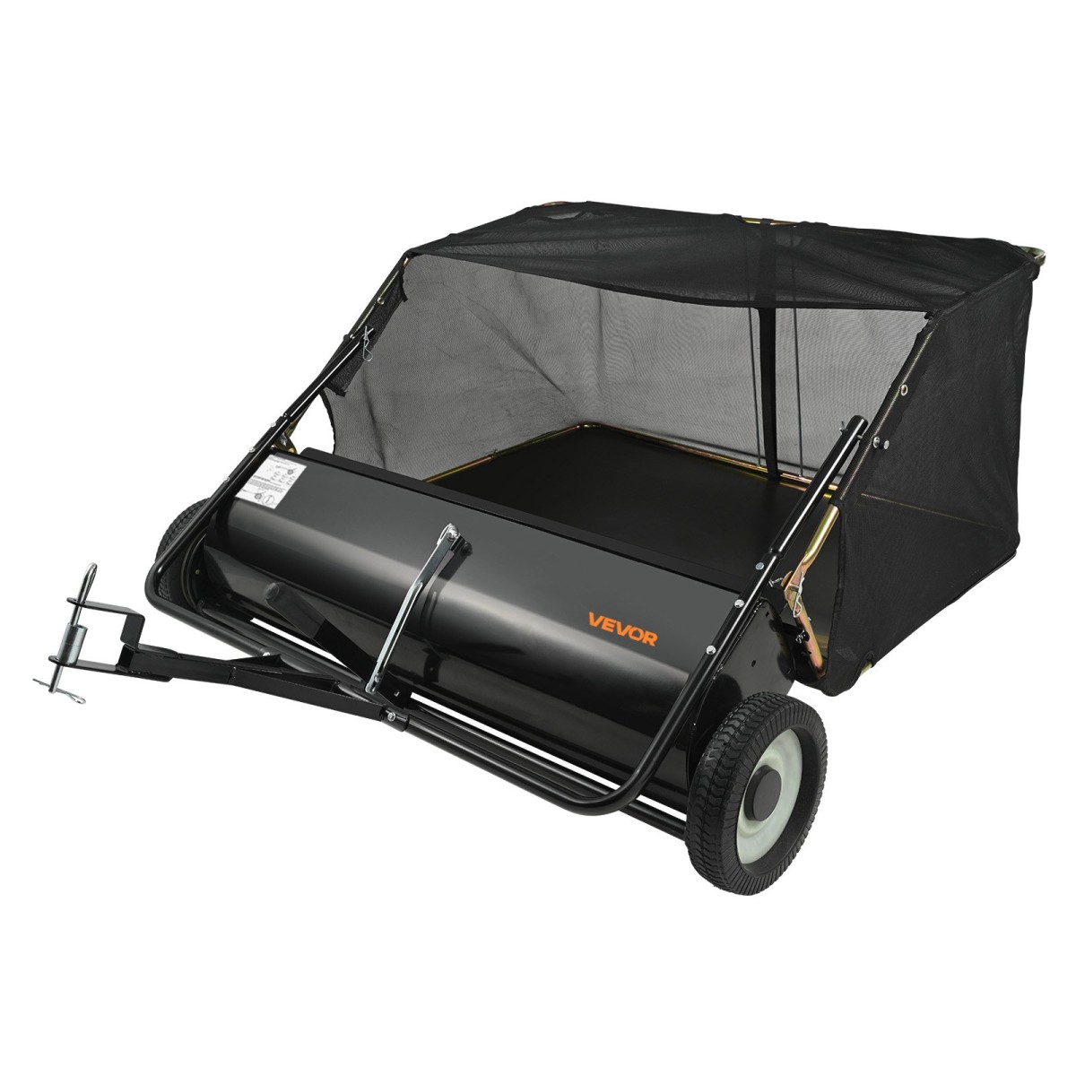 Σάρωθρο γκαζόν VEVOR Tow Behind, 111,7 cm Pull Behind Lawn Sweeper, 25 cu.ft Συλλέκτης φύλλων και γρασιδιού μεγάλης χωρητικότητας, βαρέως τύπου σάρωθρο κήπου με ρυθμιζόμενο ύψος σάρωσης για αυλή, γκαζόν, αγρόκτημα