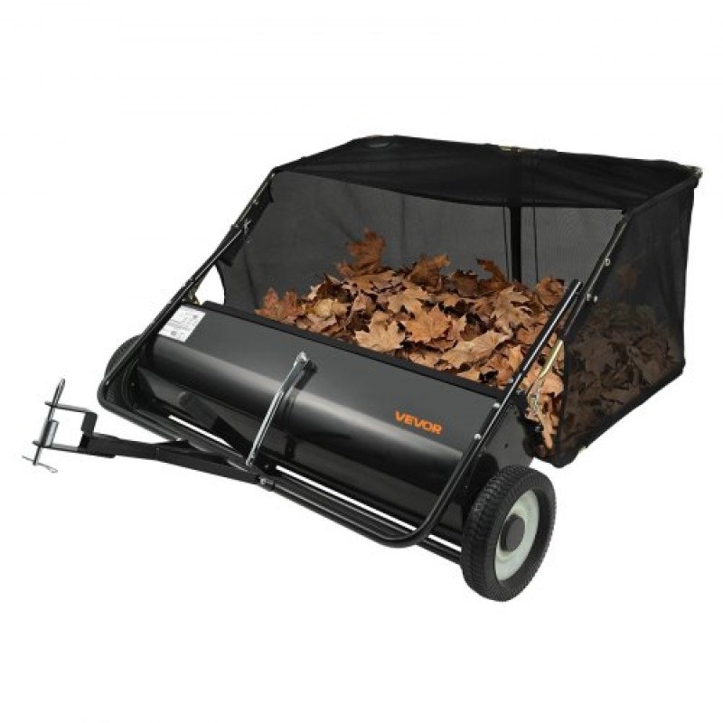 Σάρωθρο γκαζόν VEVOR Tow Behind, 111,7 cm Pull Behind Lawn Sweeper, 25 cu.ft Συλλέκτης φύλλων και γρασιδιού μεγάλης χωρητικότητας, βαρέως τύπου σάρωθρο κήπου με ρυθμιζόμενο ύψος σάρωσης για αυλή, γκαζόν, αγρόκτημα