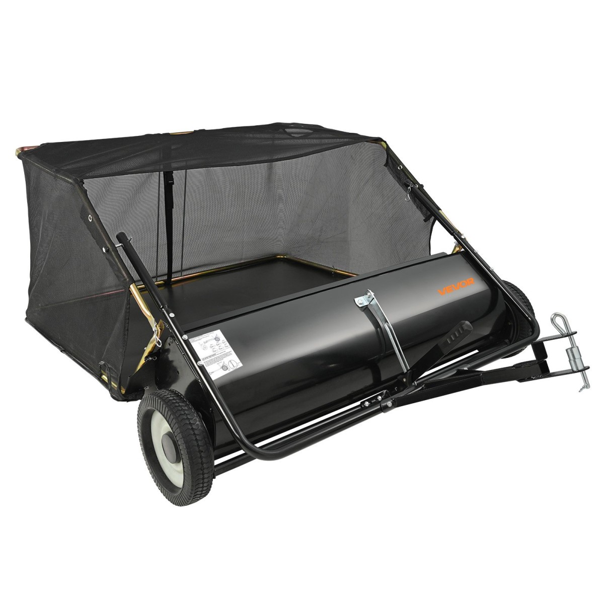 Σάρωθρο γκαζόν VEVOR Tow Behind, 111,7 cm Pull Behind Lawn Sweeper, 25 cu.ft Συλλέκτης φύλλων και γρασιδιού μεγάλης χωρητικότητας, βαρέως τύπου σάρωθρο κήπου με ρυθμιζόμενο ύψος σάρωσης για αυλή, γκαζόν, αγρόκτημα