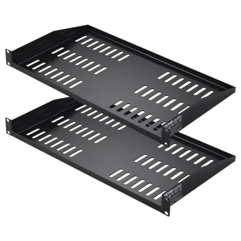 Ράφι ραφιών διακομιστή VEVOR 2PCS 1U, 10"/254 mm Βάθος, 23 kg / 50 lbs Μέγιστη χωρητικότητα φορτίου Αεριζόμενο πρόβολο ή ράφι τοίχου ράφι βάσης με δίσκο, καλή κυκλοφορία αέρα για 482,6 mm/19" Ντουλάπι δικτύου ή ράφι εξοπλισμού