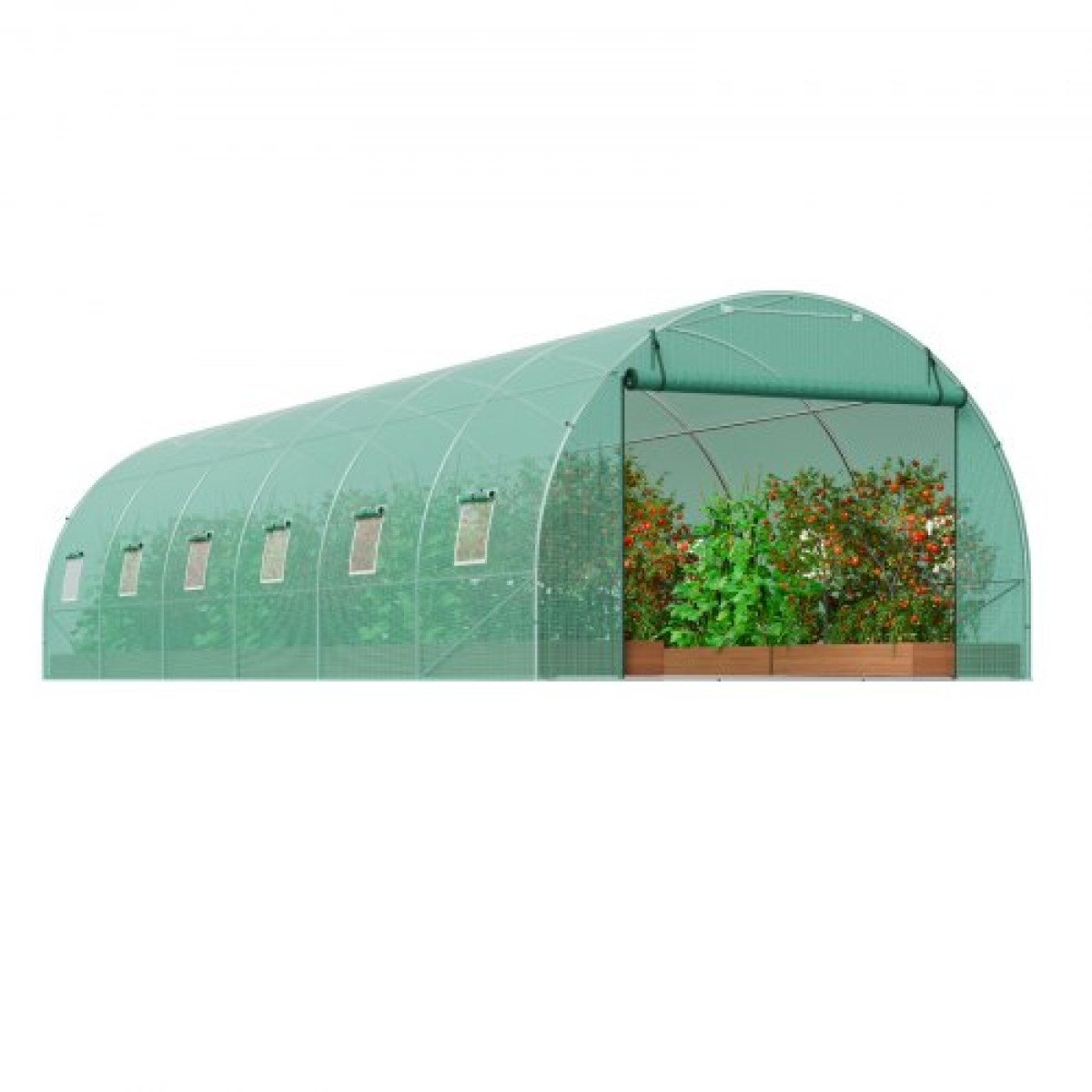 Θερμοκήπιο VEVOR Walk-in Tunnel, σήραγγα θερμοκηπίου Hoop House 29,2x9,7x6,5 ft, Hot House με σκελετό από γαλβανισμένο χάλυβα, πράσινο κάλυμμα PE, πόρτα με φερμουάρ και 12 παράθυρα για εξωτερικούς χώρους