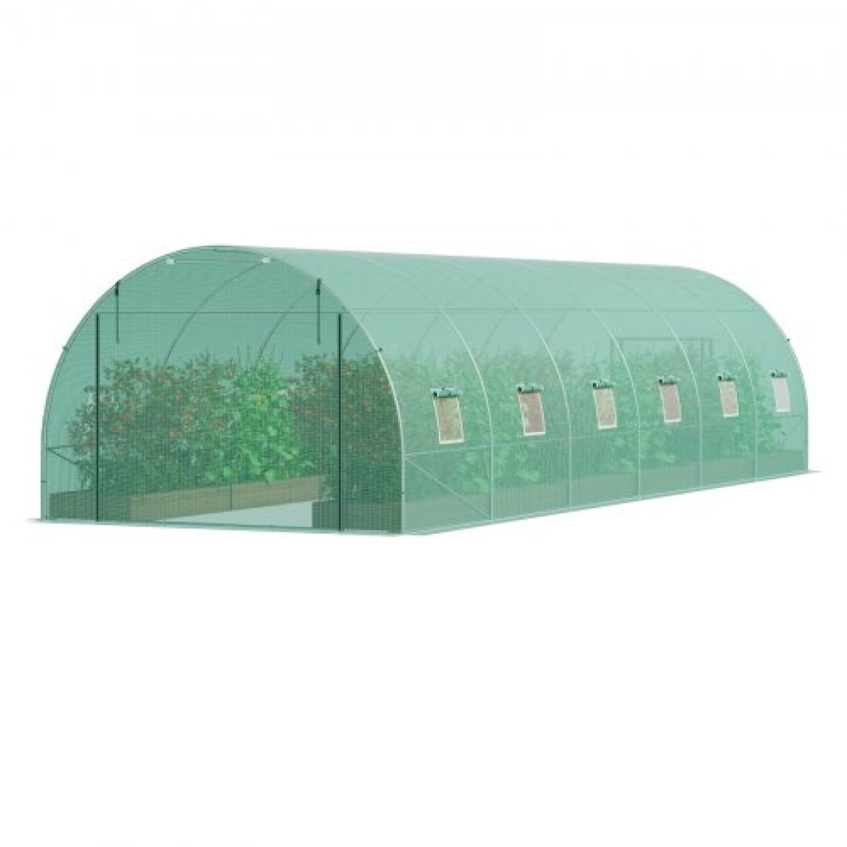 Θερμοκήπιο VEVOR Walk-in Tunnel, σήραγγα θερμοκηπίου Hoop House 29,2x9,7x6,5 ft, Hot House με σκελετό από γαλβανισμένο χάλυβα, πράσινο κάλυμμα PE, πόρτα με φερμουάρ και 12 παράθυρα για εξωτερικούς χώρους