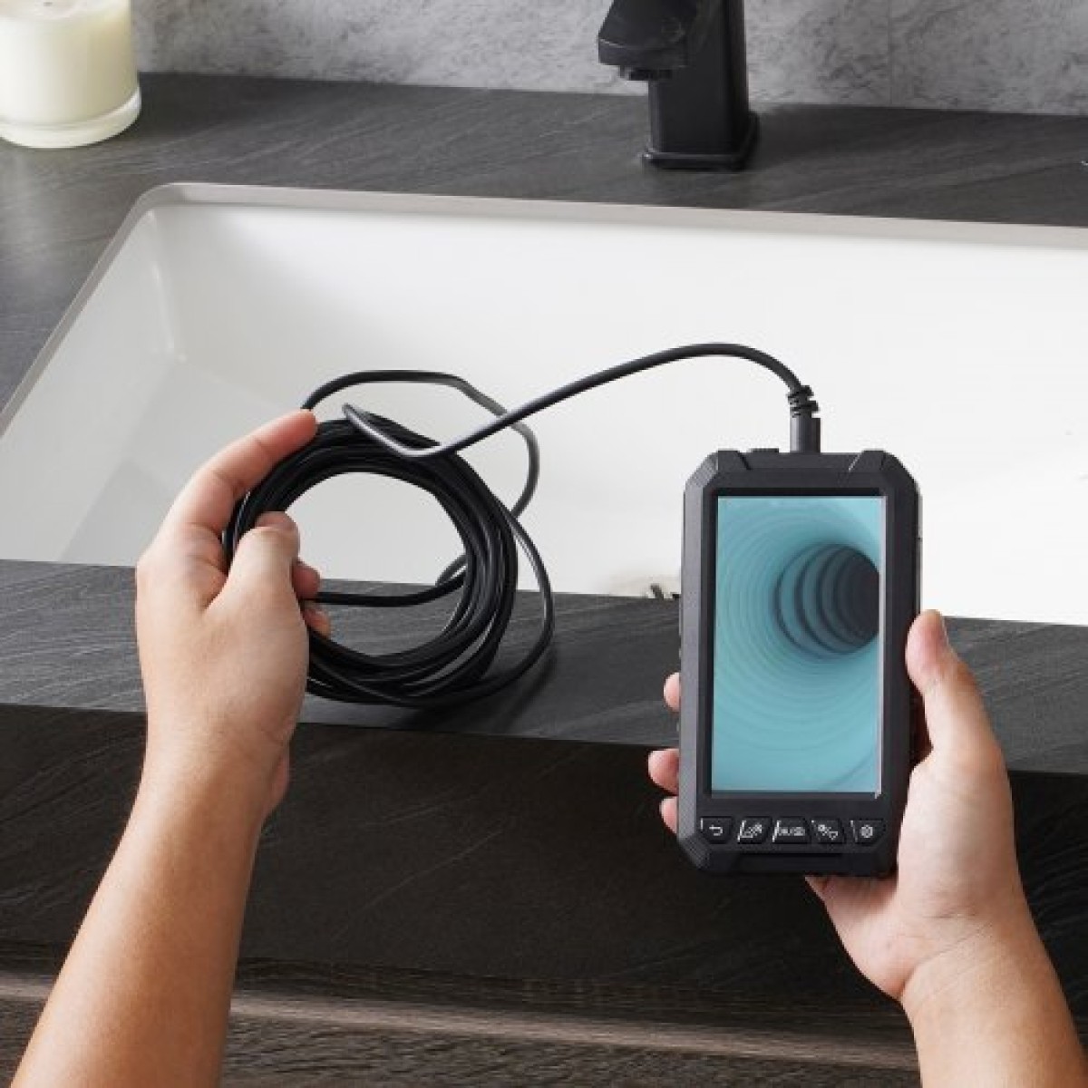VEVOR Endoscope Camera with Lights Triple Lens Borescope 499,9 cm Καλώδιο 12,7 cm Οθόνη
