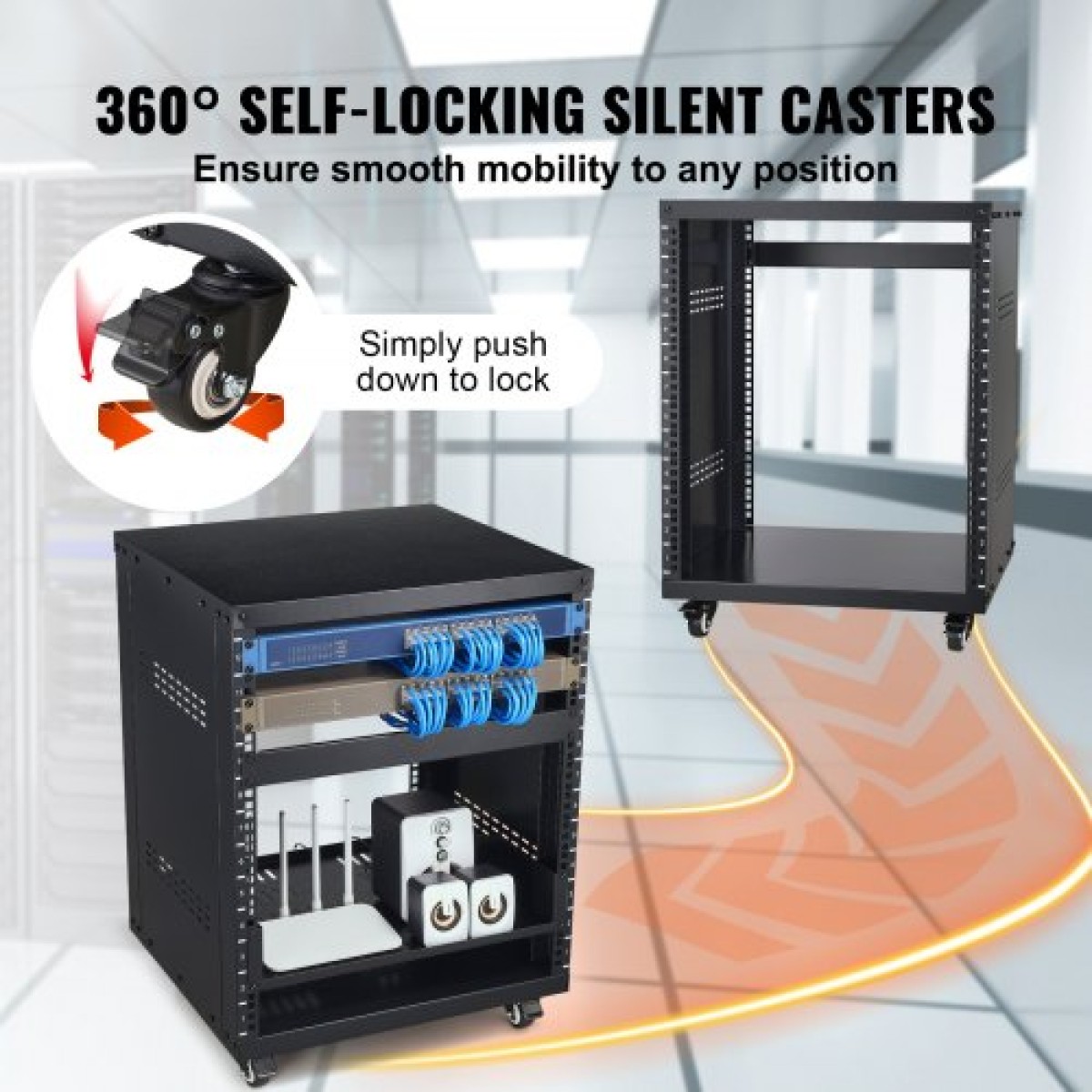 VEVOR 12U AV Rack Stand 226,8 kg Χωρητικότητα Δικτύου Stereo Recording Studio Rack 510x460x700mm