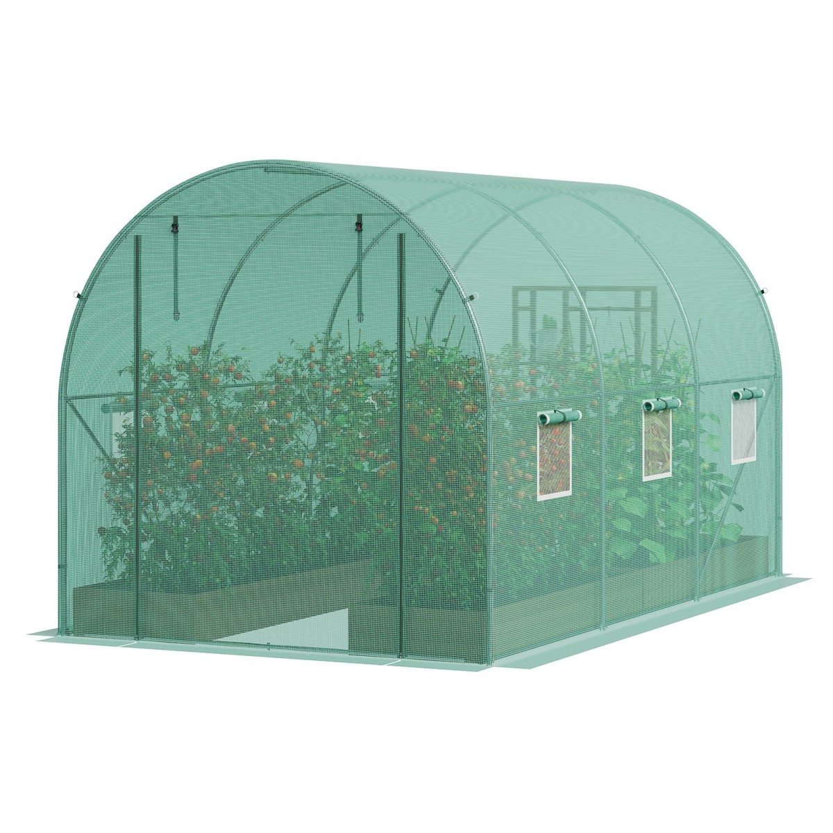 Θερμοκήπιο VEVOR Walk-in Tunnel, σήραγγα θερμοκηπίου Hoop House 11,3x6,4x6,3 ft, Hot House με πλαίσιο από γαλβανισμένο χάλυβα, πράσινο κάλυμμα PE, πόρτα με φερμουάρ και 6 παράθυρα για εξωτερικούς χώρους