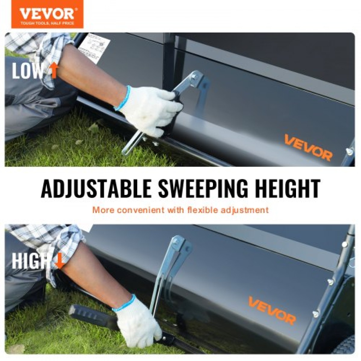 Σάρωθρο γκαζόν VEVOR Tow Behind, 127 cm Pull Behind Lawn Sweeeper, 26 cu.ft Συλλέκτης φύλλων και γρασιδιού μεγάλης χωρητικότητας, βαρέως τύπου σάρωθρο κήπου με ρυθμιζόμενο ύψος σάρωσης για αυλή, γκαζόν, αγρόκτημα