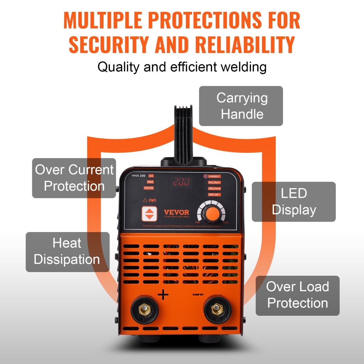 VEVOR 220V Stick Welder, 200A ARC/Lift TIG Welding Machine with Large LED Display, 2-in-1 Portable Stick Welding Machine with Hot Start Arc Force Anti-Stick VRD, MMA ARC Welder Machine