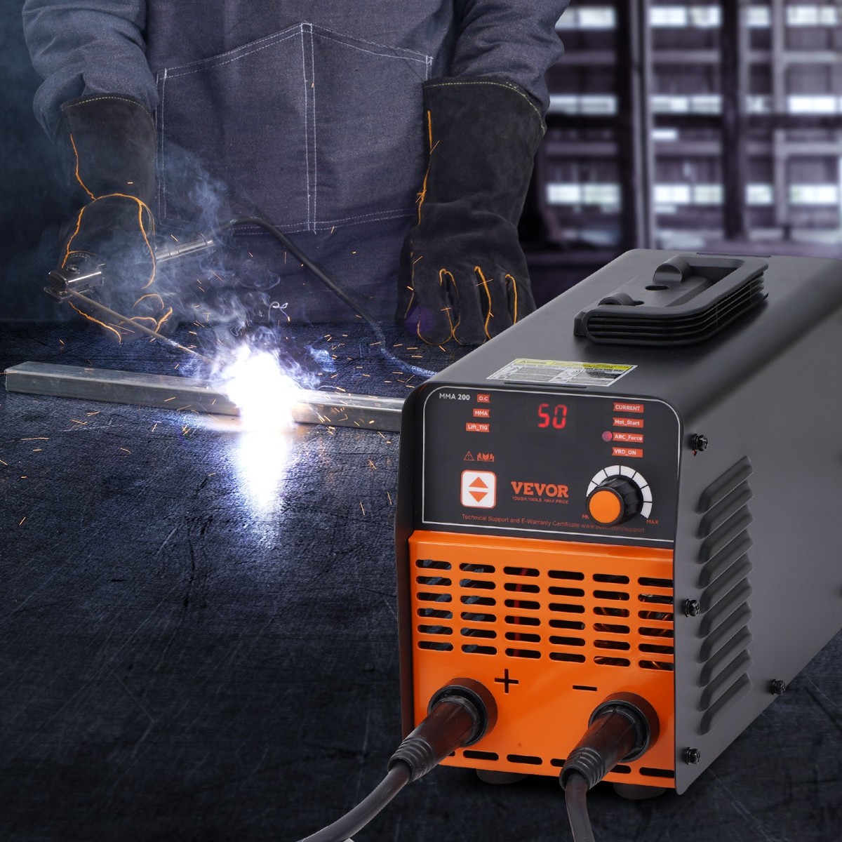 VEVOR 220V Stick Welder, 200A ARC/Lift TIG Welding Machine with Large LED Display, 2-in-1 Portable Stick Welding Machine with Hot Start Arc Force Anti-Stick VRD, MMA ARC Welder Machine