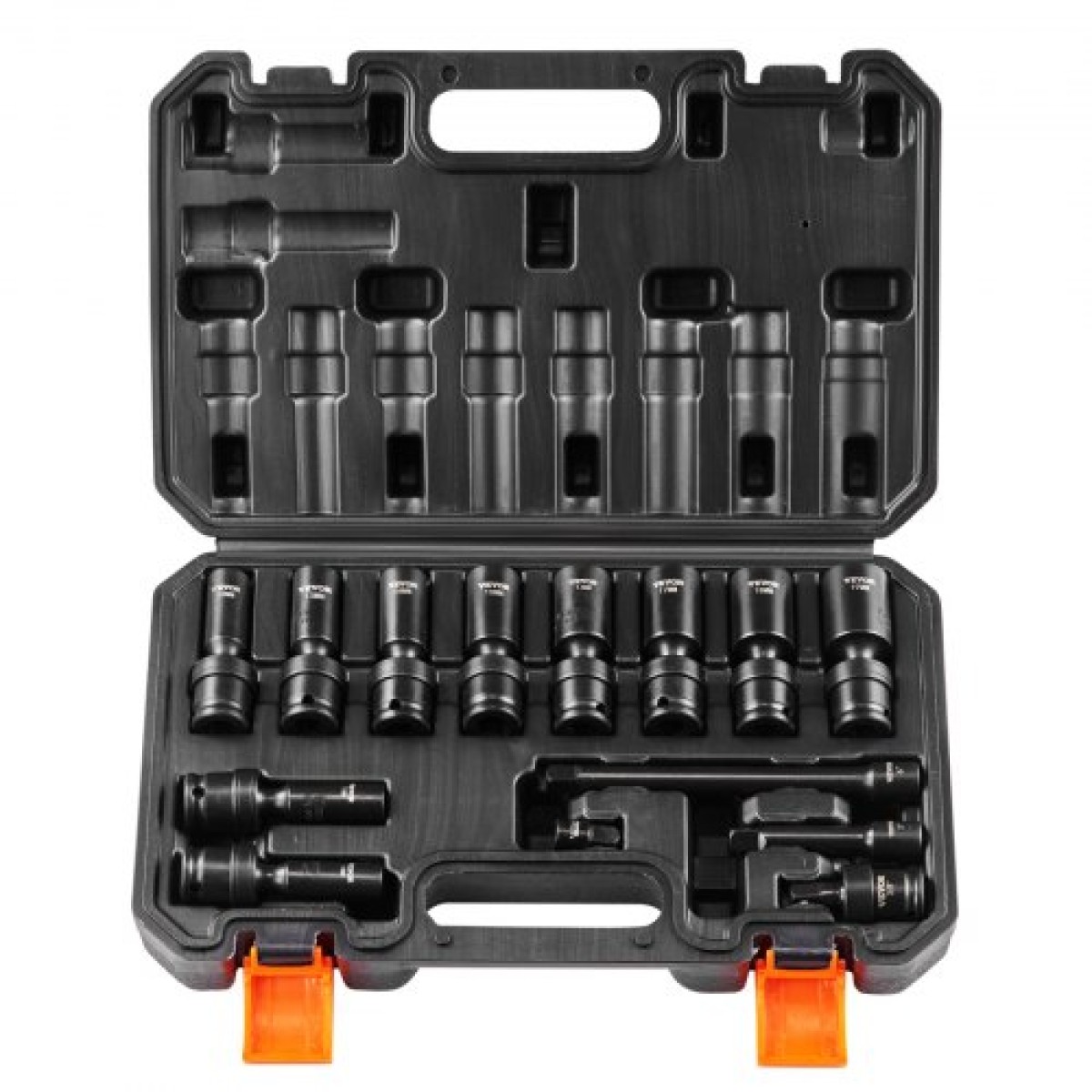 VEVOR 360 Degree Swivel Impact Socket Set, 3/8" Socket Set 14PCS Deep Universal Metric 10-19mm, 6 Point Cr-Mo Alloy Steel for Auto Repair, Ευανάγνωστα σημάδια μεγέθους, στιβαρή κατασκευή, θήκη αποθήκευσης
