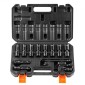 VEVOR 360 Degree Swivel Impact Socket Set, 3/8" Socket Set 14PCS Deep Universal Metric 10-19mm, 6 Point Cr-Mo Alloy Steel for Auto Repair, Ευανάγνωστα σημάδια μεγέθους, στιβαρή κατασκευή, θήκη αποθήκευσης