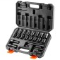 VEVOR 360 Degree Swivel Impact Socket Set, 3/8" Socket Set 14PCS Deep Universal Metric 10-19mm, 6 Point Cr-Mo Alloy Steel for Auto Repair, Ευανάγνωστα σημάδια μεγέθους, στιβαρή κατασκευή, θήκη αποθήκευσης
