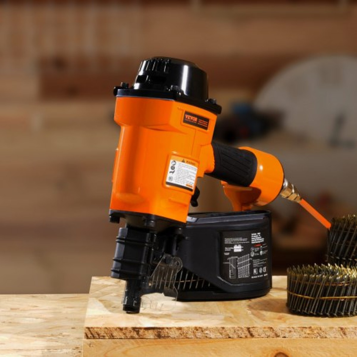 VEVOR Coil Siding Nailer MCN70, 1-3/4" έως 2-3/4" 15 Degree Pneumatic Siding Nail Nailer, 70-120 PSI Air Coil Nailer για παλέτες, κιβώτια, πλαισίωση, επένδυση και περίφραξη