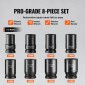 VEVOR Impact Sockets Σετ 8 τμχ Θήκη κιτ εργαλείων καστάνιας κίνησης 6 σημείων 2,5 cm