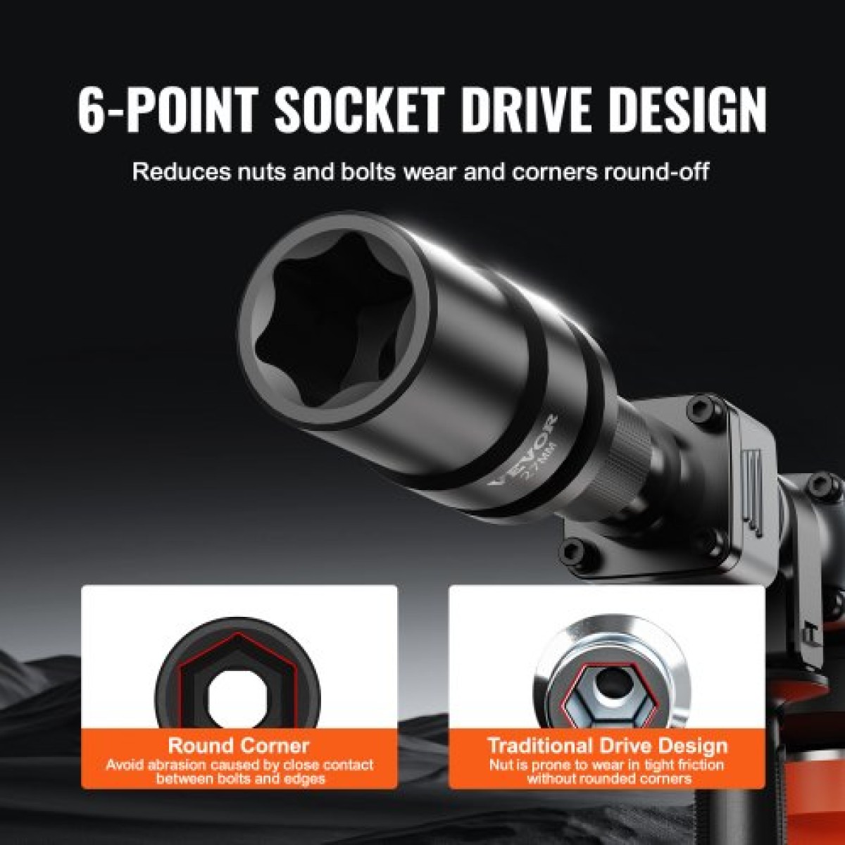 VEVOR Impact Sockets Σετ 8 τμχ Θήκη κιτ εργαλείων καστάνιας κίνησης 6 σημείων 2,5 cm
