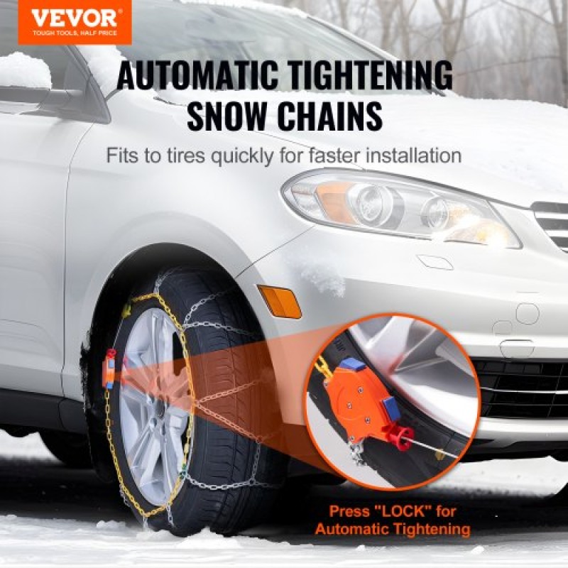 Αλυσίδες ελαστικών VEVOR Snow, Αλυσίδες ελαστικών έκτακτης ανάγκης από κράμα μαγγανίου, αλυσίδες χιονιού ελαστικών για αυτοκίνητα, pickups, SUV και φορτηγά, Ασημί, Σετ 2