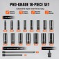 VEVOR 3/8" Drive Impact Socket Set, 18 Piece Deep Socket Set Metric 8-22mm, 6 Point CR-V Alloy Steel for Auto Repair, Ευανάγνωστα σημάδια μεγέθους, στιβαρή κατασκευή, περιλαμβάνει θήκη αποθήκευσης