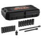VEVOR 3/8" Drive Impact Socket Set, 18 Piece Deep Socket Set Metric 8-22mm, 6 Point CR-V Alloy Steel for Auto Repair, Ευανάγνωστα σημάδια μεγέθους, στιβαρή κατασκευή, περιλαμβάνει θήκη αποθήκευσης