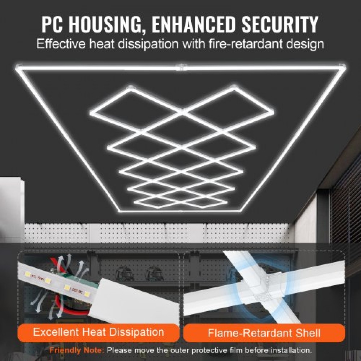VEVOR LED φώτα γκαράζ 88000LM, 6500K 14 συστήματα πλέγματος τετράγωνα φώτα οροφής γκαράζ, DIY Cool White Detailing Car Detailing Lighting Garage Super Bright Shop Light for Underground Warehouse Auto Beauty Workshop
