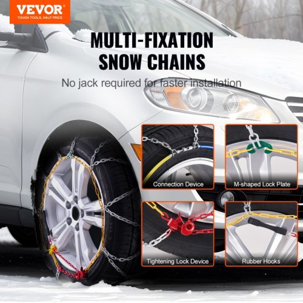 Αλυσίδες ελαστικών VEVOR Snow, Αλυσίδες ελαστικών έκτακτης ανάγκης από κράμα μαγγανίου, αλυσίδες ελαστικών καλωδίων για αυτοκίνητα, pickups, SUV και φορτηγά, ασήμι, (2 τμχ)