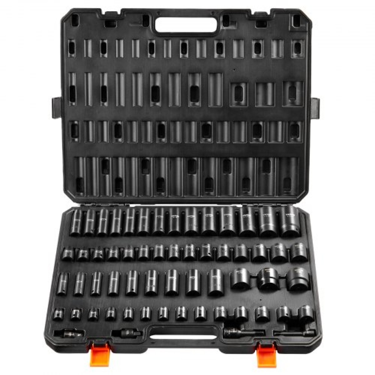 VEVOR 3/8" & 1/2" Drive Impact Socket Set, 59PCS Socket Set SAE 5/16" to 1-1/4" and Metric 6-32mm, 6 Point Cr-Mo Alloy Steel for Auto Repair, Εύκολα στην ανάγνωση σημάνσεις, Ανθεκτική κατασκευή, Θήκη αποθήκευσης