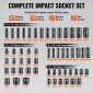 VEVOR 3/8" & 1/2" Drive Impact Socket Set, 59PCS Socket Set SAE 5/16" to 1-1/4" and Metric 6-32mm, 6 Point Cr-Mo Alloy Steel for Auto Repair, Εύκολα στην ανάγνωση σημάνσεις, Ανθεκτική κατασκευή, Θήκη αποθήκευσης