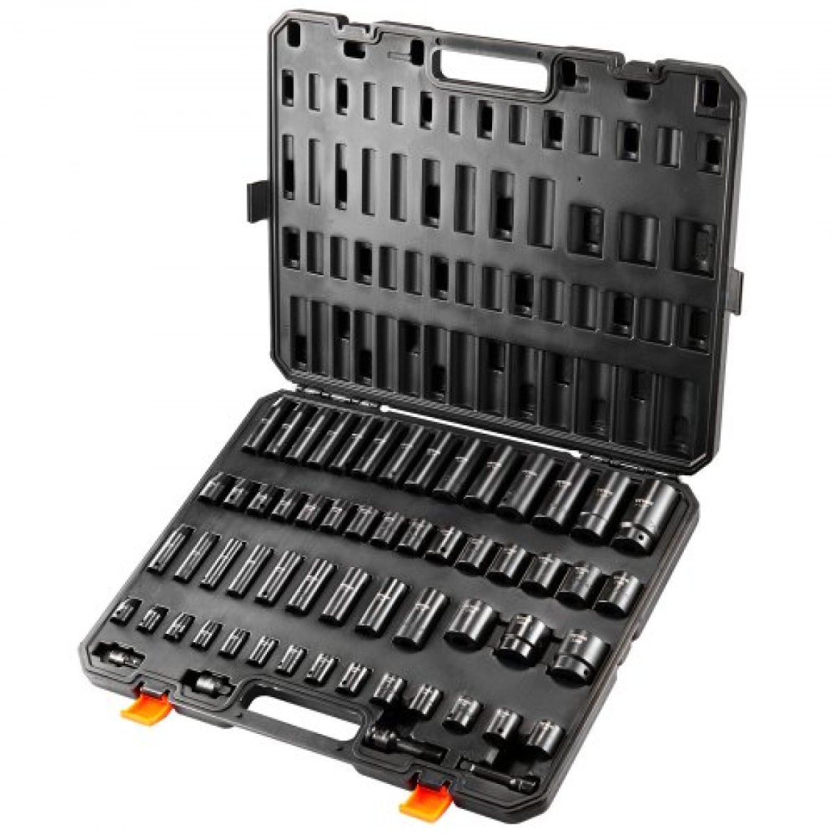 VEVOR 3/8" & 1/2" Drive Impact Socket Set, 59PCS Socket Set SAE 5/16" to 1-1/4" and Metric 6-32mm, 6 Point Cr-Mo Alloy Steel for Auto Repair, Εύκολα στην ανάγνωση σημάνσεις, Ανθεκτική κατασκευή, Θήκη αποθήκευσης