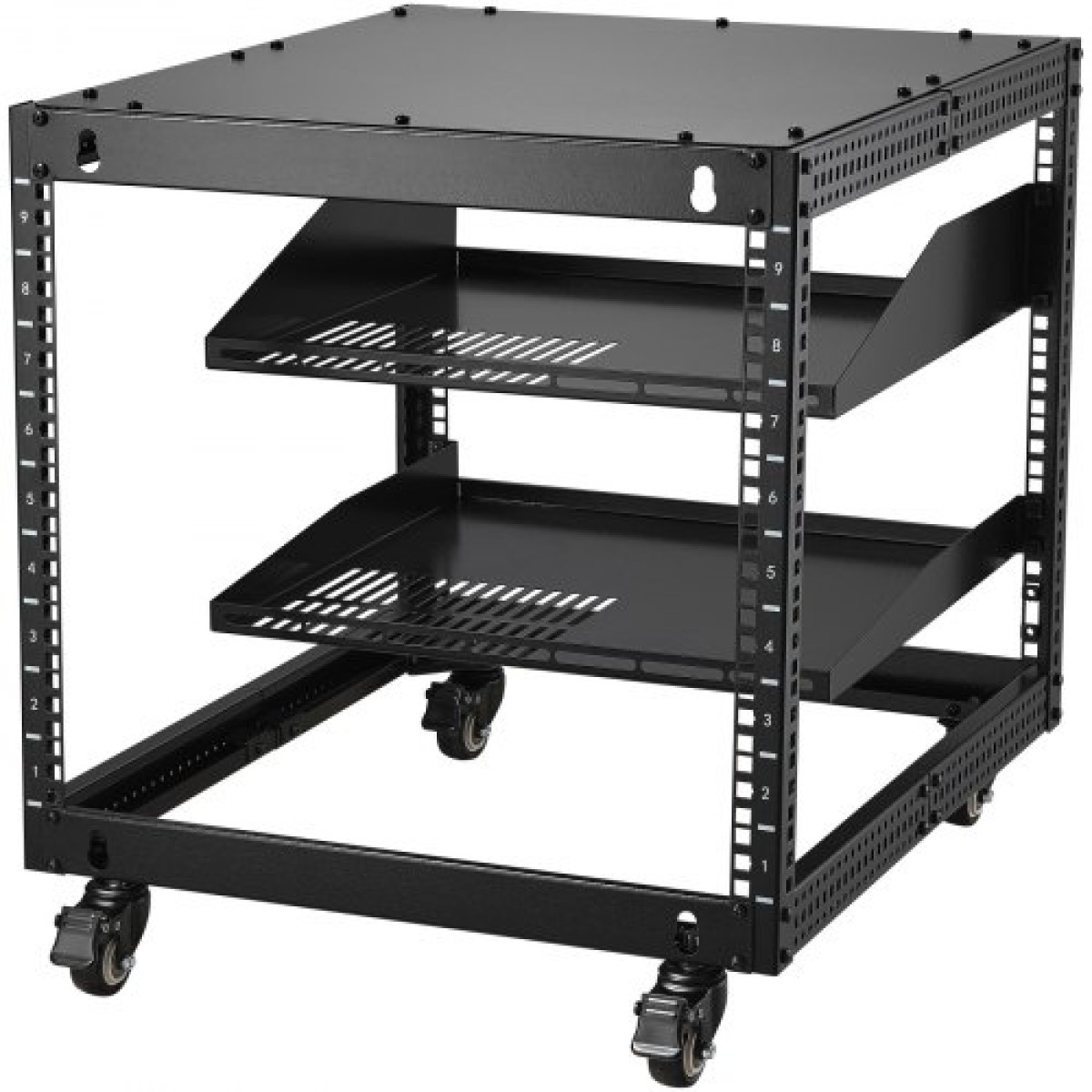 VEVOR 9U 4 Post Open Frame Server Rack Περίβλημα δικτύου 58,4-101,6 cm Ρυθμιζόμενο βάθος