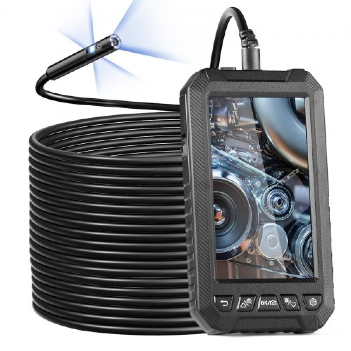 VEVOR Endoscope Camera with Lights Triple Lens Borescope 1499,6 cm Cable 12,7 cm Screen