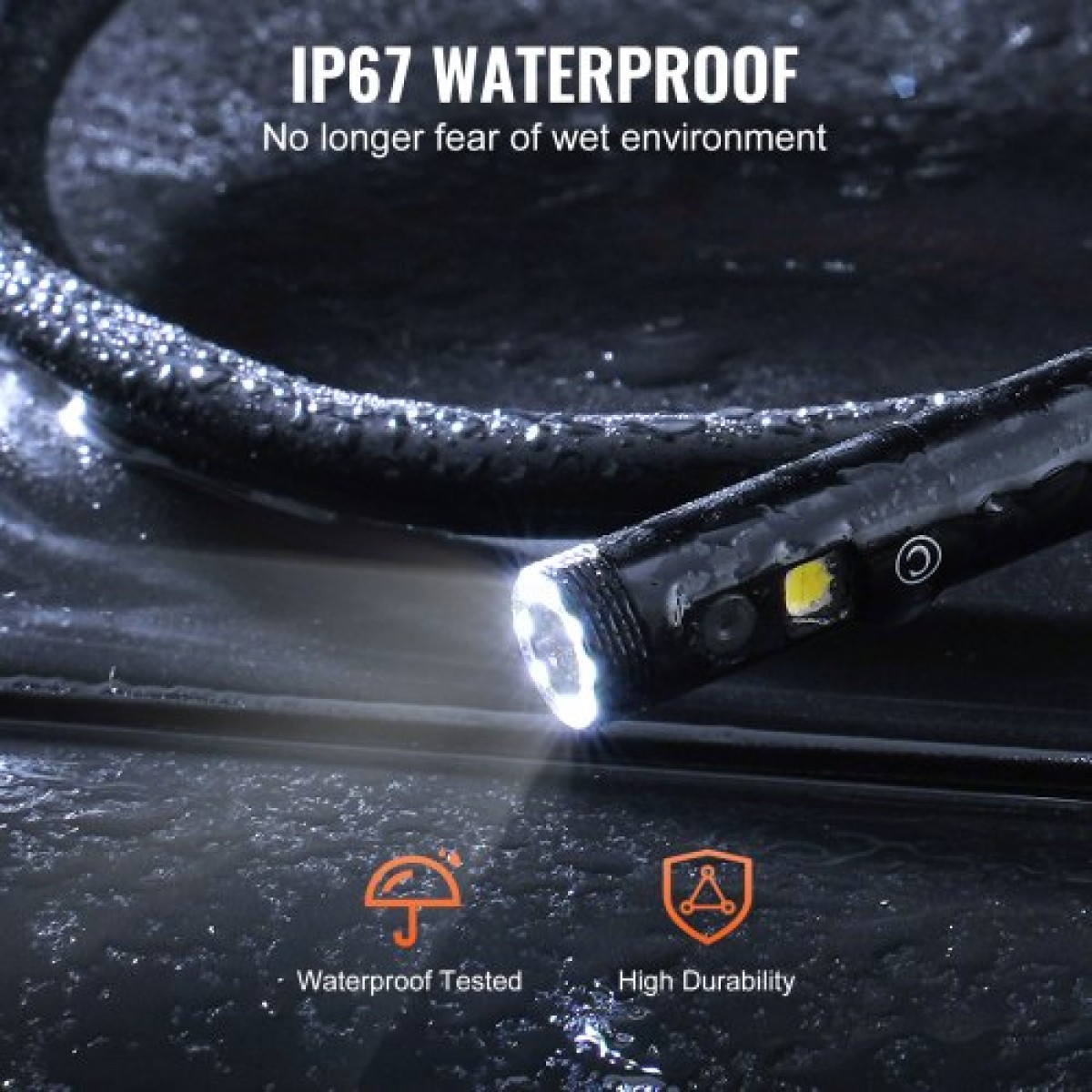 VEVOR Endoscope Camera with Lights Triple Lens Borescope 1499,6 cm Cable 12,7 cm Screen