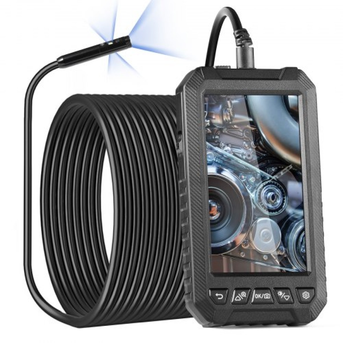 VEVOR Endoscope Camera with Lights Triple Lens Borescope 1499,6 cm Cable 12,7 cm Screen