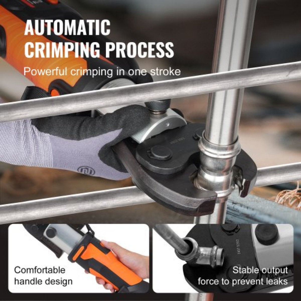 VEVOR Press Tool and Battery Kit, Press Tool, Electric Pipe Crimping Tool with V15, V22, V28 Jaws, Press Tool Kit με 2 τμχ μπαταρία 18V 4.0Ah, γρήγορο φορτιστή και θήκη μεταφοράς