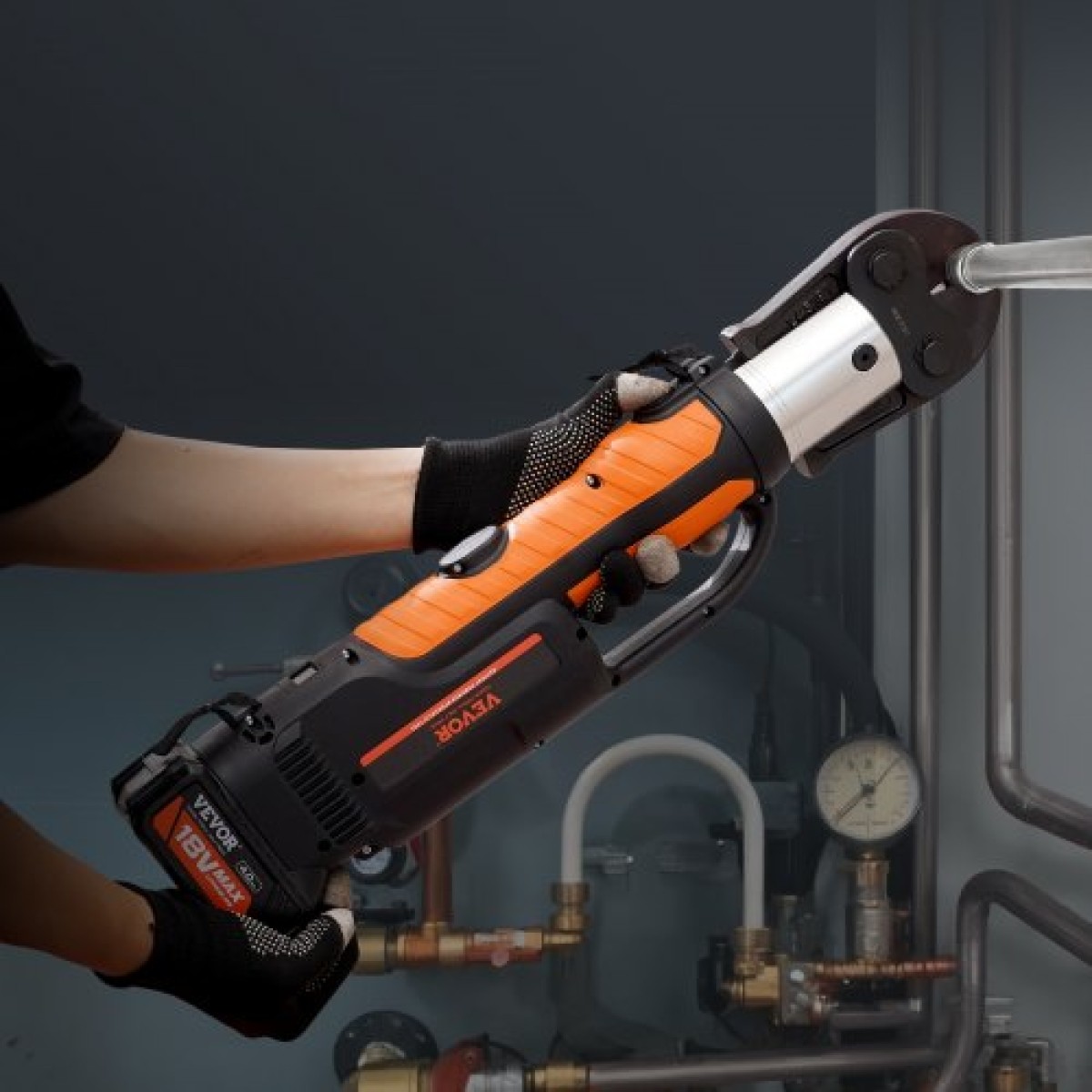 VEVOR Press Tool and Battery Kit, Press Tool, Electric Pipe Crimping Tool with V15, V22, V28 Jaws, Press Tool Kit με 2 τμχ μπαταρία 18V 4.0Ah, γρήγορο φορτιστή και θήκη μεταφοράς
