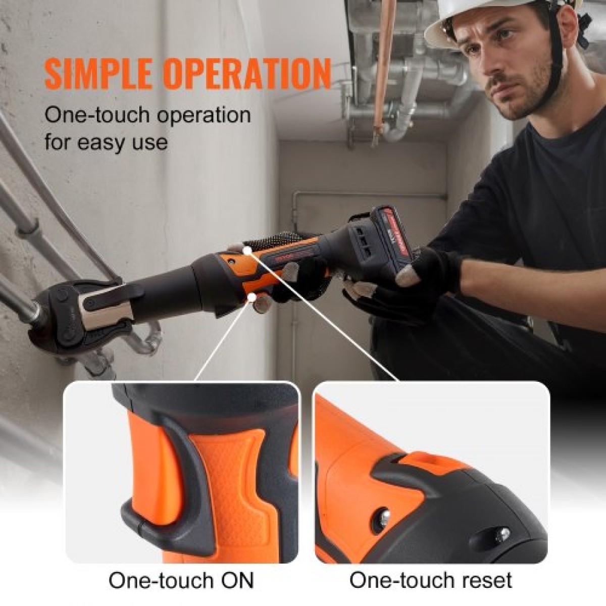 VEVOR Press Tool and Battery Kit, Press Tool, Electric Pipe Crimping Tool with V15, V22, V28 Jaws, Press Tool Kit με 2 τμχ μπαταρία 18V 2.0Ah, γρήγορο φορτιστή και θήκη μεταφοράς