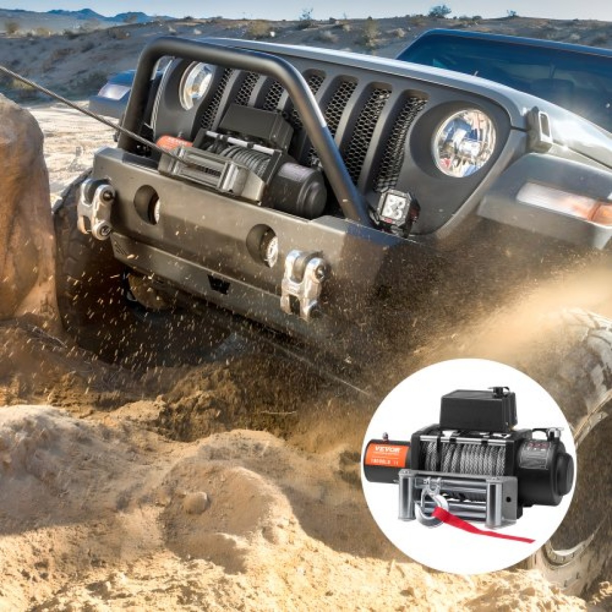 VEVOR Electric Winch Truck 8.164,7 kg Ατσάλινο καλώδιο IP65 αδιάβροχο τηλεχειριστήριο