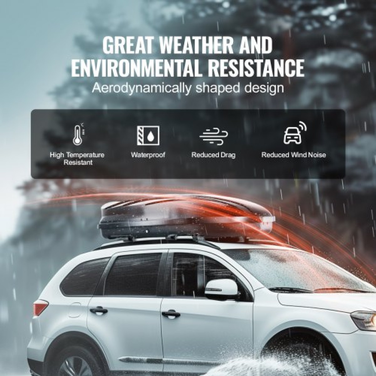 VEVOR Rooftop Cargo Carrier, 11 Cubic Feet Roof Cargo Box, ABS Hard Shell Roof Box, με άνοιγμα διπλής όψης και 2 ενισχυμένους ιμάντες, Αεροδυναμική, Κατάλληλη για τις περισσότερες Crossbar, για Αυτοκίνητο, Βαγόνι, SUV, Μαύρο