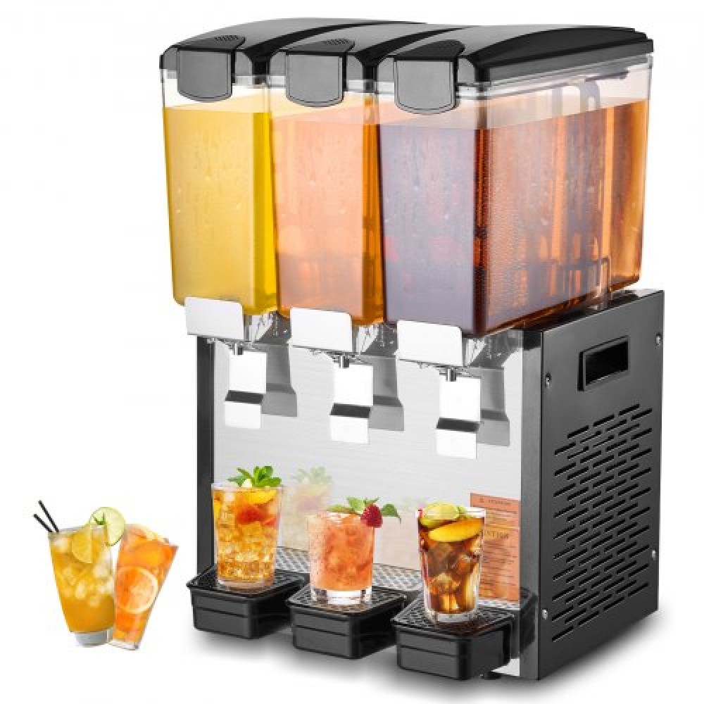 VEVOR Commercial Beverage Dispenser, 3 Tanks 10 L Per Tank Juice Dispenser, 440W Inox Ice Tea Drink Machine με θερμοκρασία ψύξης 45°F-54°F, για κρύο ποτό Restaurant Bar Party