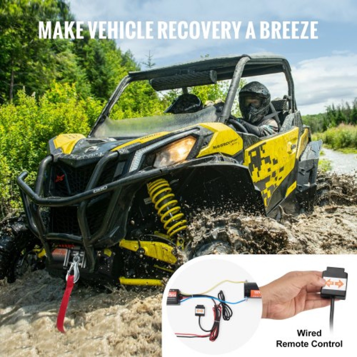 VEVOR Ηλεκτρικό βαρούλκο ATV UTV 1360,8 kg Ατσάλινο καλώδιο IP55 Αδιάβροχο ενσύρματο χειριστήριο