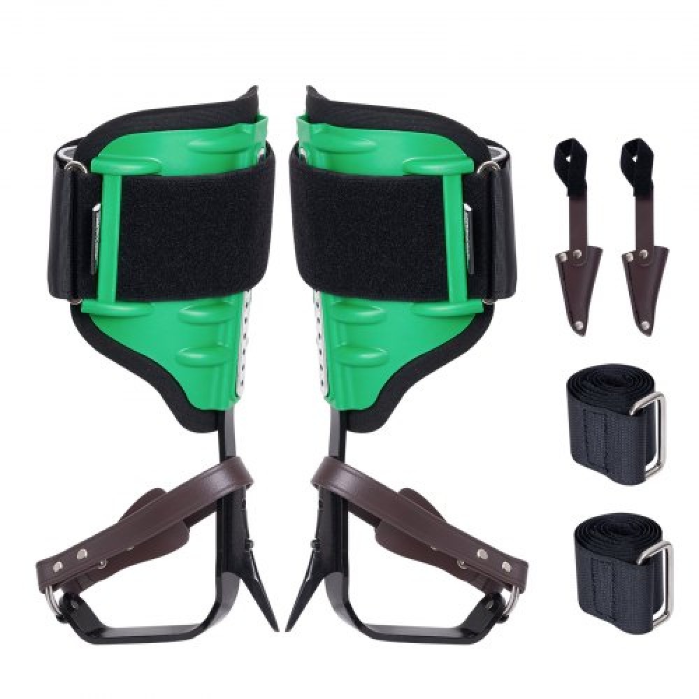 VEVOR Tree Climbing Spikes, 1 Pair Alloy Steel Climbing Spurs, Load Capacity 350lbs Tree Climbing Gear with Stras and Spike Protectors, Δενδροκομικός Εξοπλισμός για Ορειβάτες, Κυνήγι, Συγκομιδή Φρούτων, Πράσινο