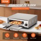 Ηλεκτρικός φούρνος πίτσας VEVOR, 12 ιντσών, 1500 W, εύρος θερμοκρασίας 0-300°C, κατασκευή από ανοξείδωτο χάλυβα και δίσκος για ψίχουλα που καθαρίζεται εύκολα, κατάλληλος τόσο για επαγγελματική όσο και για οικιακή χρήση